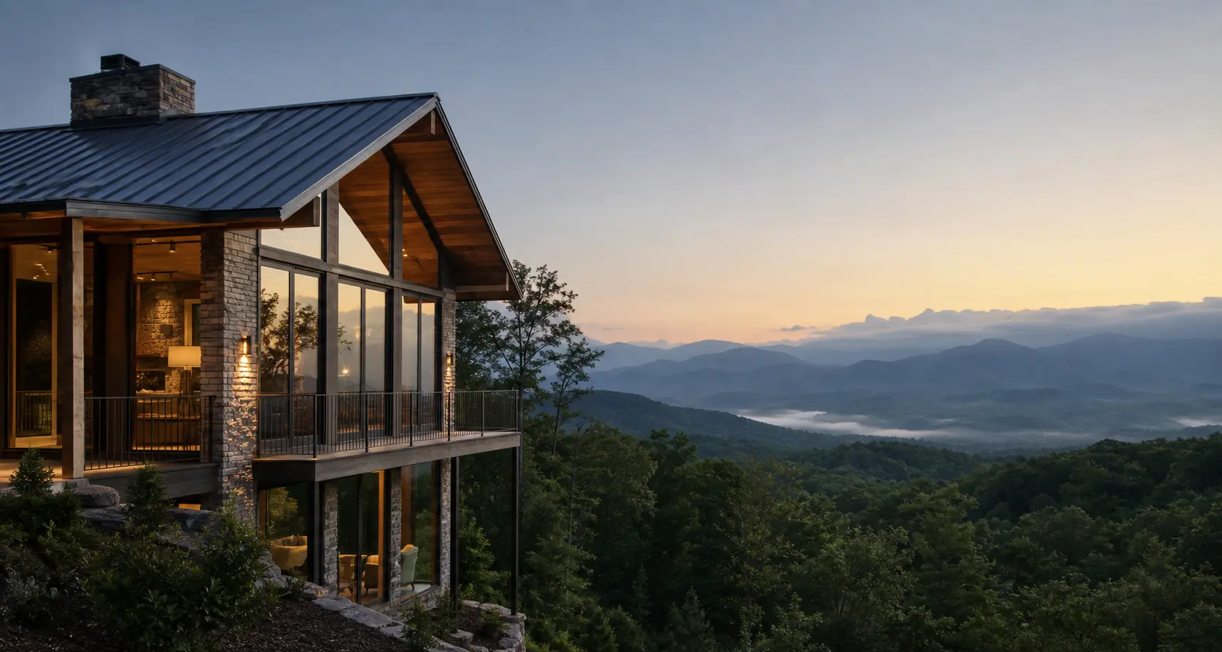 Upscale mountain resort home overlooking the Great Smoky Mountains near Gatlinburg, Tennessee